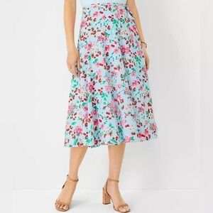 Ann Taylor Floral A-Line Wrap Skirt - Strawberries Cottage Gardengirl Romantic